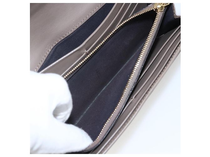 FENDI Continental Geldbörse aus grauem Leder mit Gold Auth 157935 Braun Golden - Ansicht 10