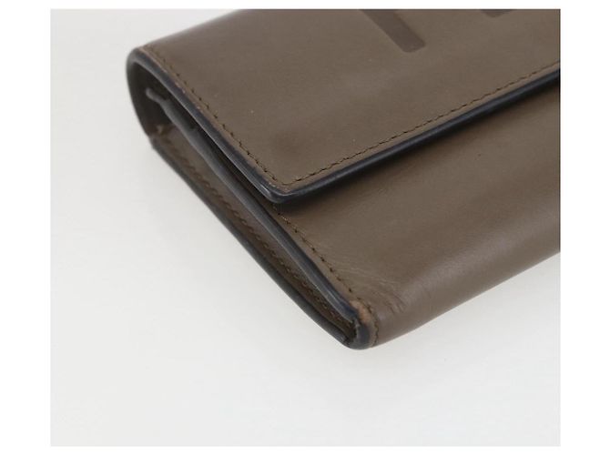 FENDI Continental Geldbörse aus grauem Leder mit Gold Auth 157935 Braun Golden - Ansicht 14