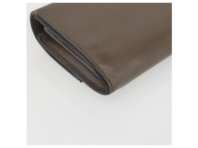 FENDI Continental Geldbörse aus grauem Leder mit Gold Auth 157935 Braun Golden - Ansicht 16