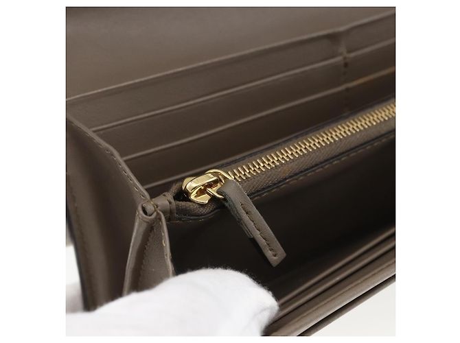 FENDI Continental Geldbörse aus grauem Leder mit Gold Auth 157935 Braun Golden - Ansicht 18