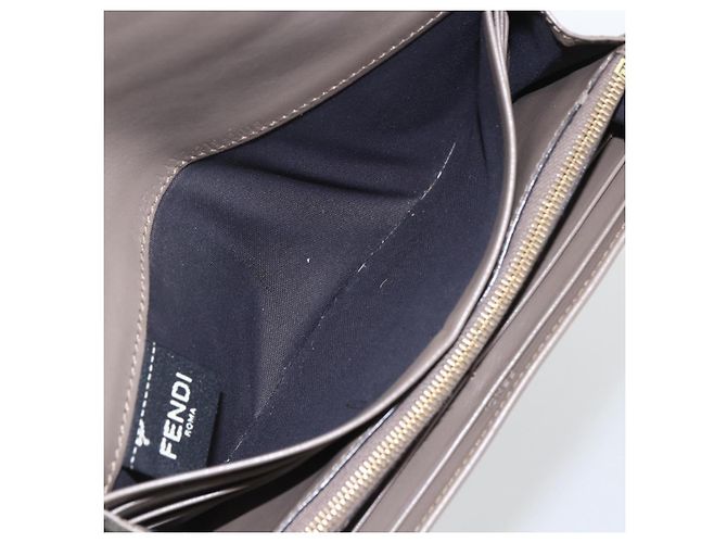 FENDI Continental Geldbörse aus grauem Leder mit Gold Auth 157935 Braun Golden - Ansicht 19