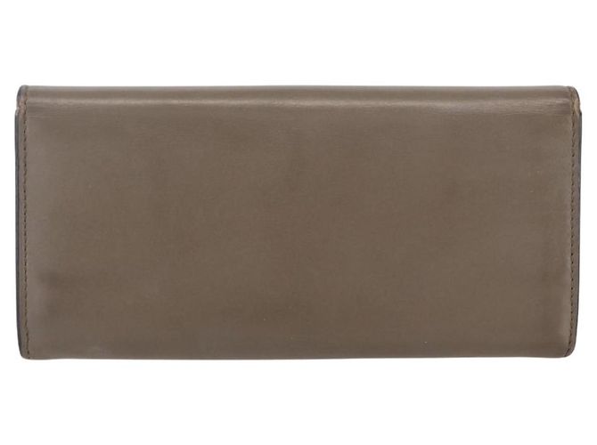 FENDI Continental Geldbörse aus grauem Leder mit Gold Auth 157935 Braun Golden - Ansicht 2
