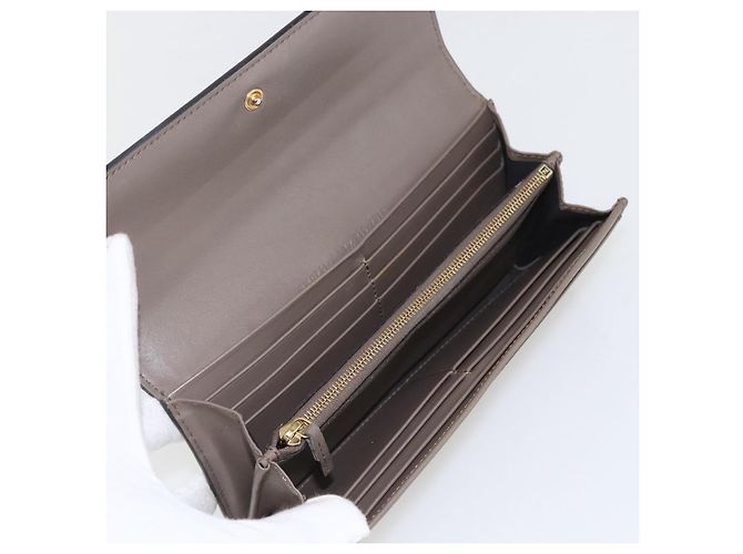 FENDI Continental Geldbörse aus grauem Leder mit Gold Auth 157935 Braun Golden - Ansicht 8