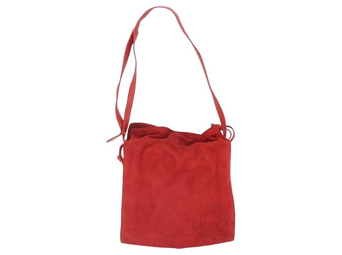 Borsa a Spalla LOEWE Camoscio Rosso Oro Auth 160681 D'oro - vista 13