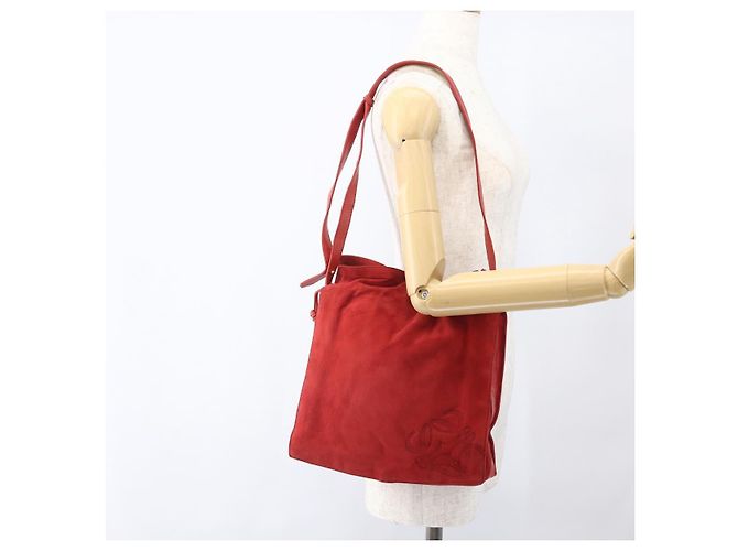 Borsa a Spalla LOEWE Camoscio Rosso Oro Auth 160681 D'oro - vista 21
