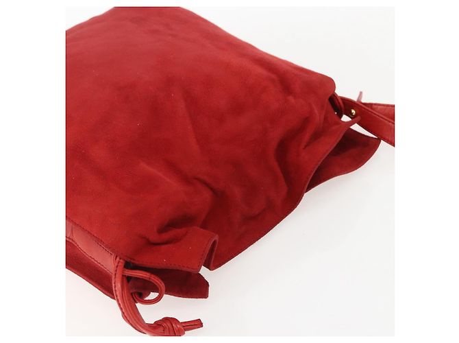 Borsa a Spalla LOEWE Camoscio Rosso Oro Auth 160681 D'oro - vista 6