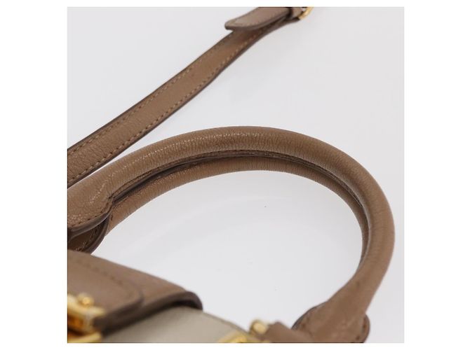 Borsa a mano Miu Miu Madras in pelle 2 vie beige oro Auth 157273 D'oro - vista 14