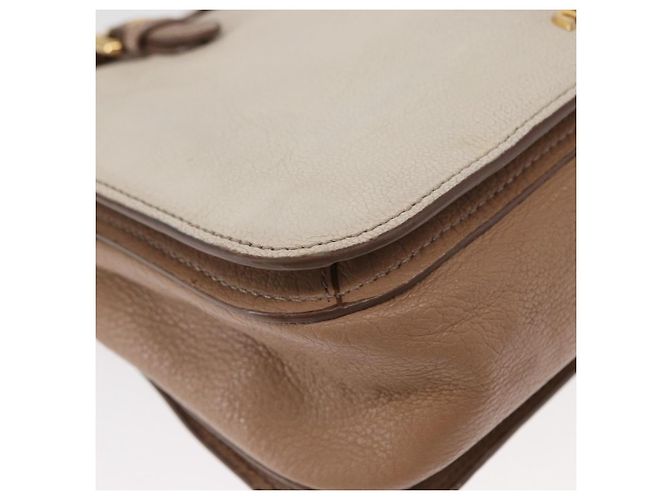 Borsa a mano Miu Miu Madras in pelle 2 vie beige oro Auth 157273 D'oro - vista 17