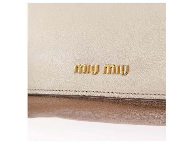 Borsa a mano Miu Miu Madras in pelle 2 vie beige oro Auth 157273 D'oro - vista 19