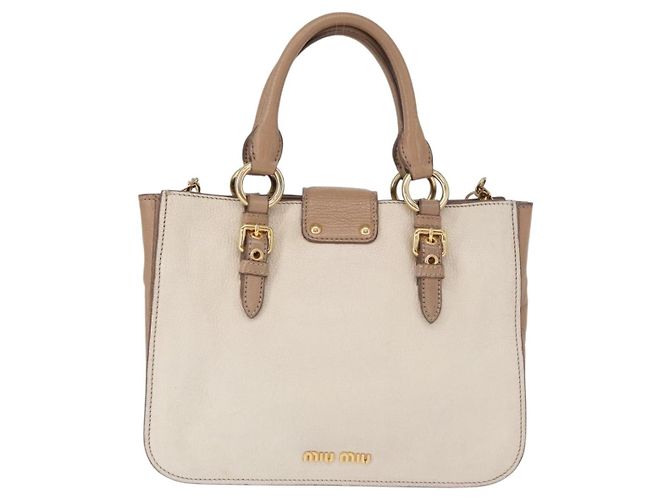 Borsa a mano Miu Miu Madras in pelle 2 vie beige oro Auth 157273 D'oro - vista 2