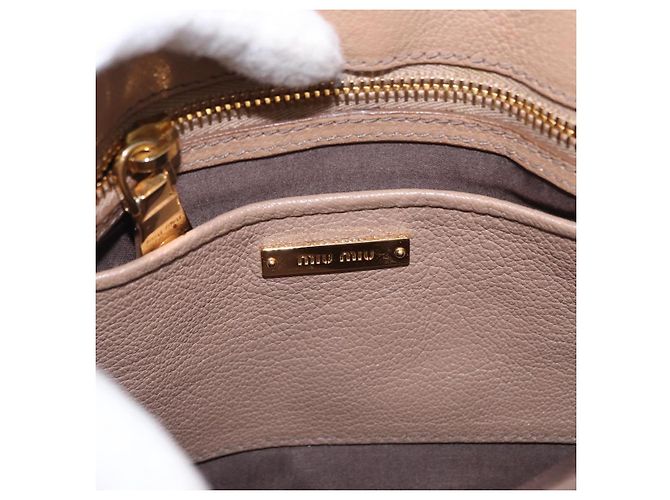 Borsa a mano Miu Miu Madras in pelle 2 vie beige oro Auth 157273 D'oro - vista 21