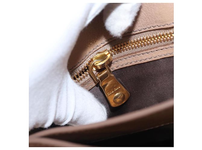 Borsa a mano Miu Miu Madras in pelle 2 vie beige oro Auth 157273 D'oro - vista 25