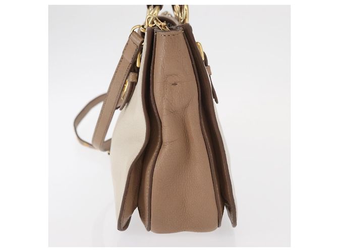 Borsa a mano Miu Miu Madras in pelle 2 vie beige oro Auth 157273 D'oro - vista 3