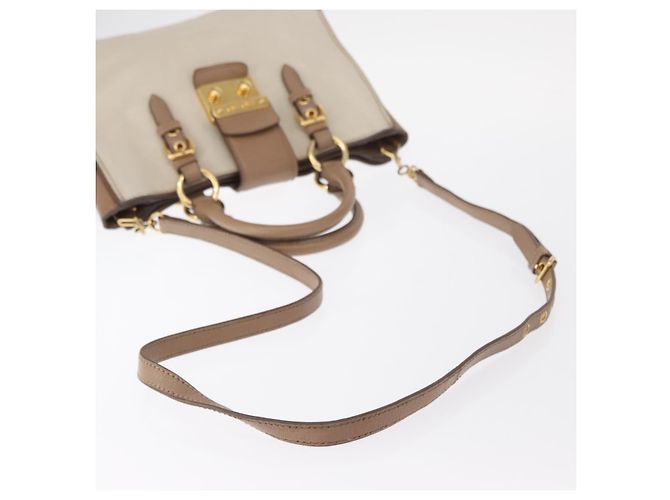 Borsa a mano Miu Miu Madras in pelle 2 vie beige oro Auth 157273 D'oro - vista 9
