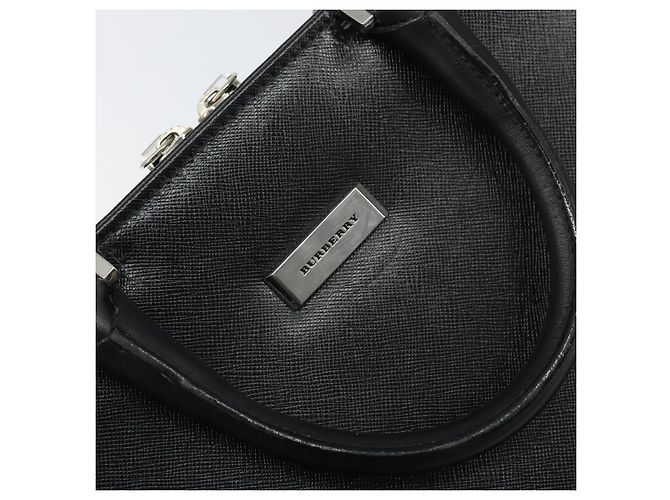 Borsa a mano in pelle nera e argento autentica BURBERRY 151783 Nero - vista 17