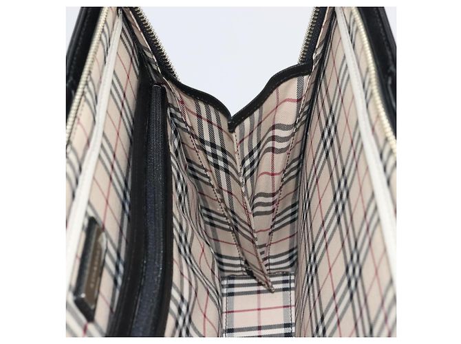Borsa a mano in pelle nera e argento autentica BURBERRY 151783 Nero - vista 19