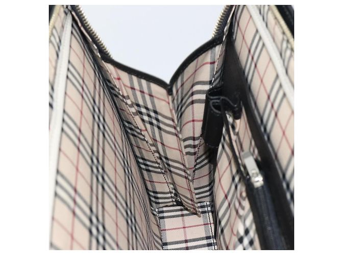 Borsa a mano in pelle nera e argento autentica BURBERRY 151783 Nero - vista 20