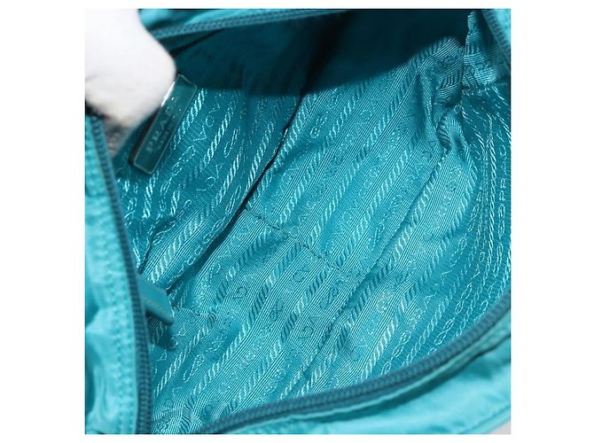 Borsa a Spalla PRADA in Nylon Blu Turchese Argento Autentica 157870 - vista 11