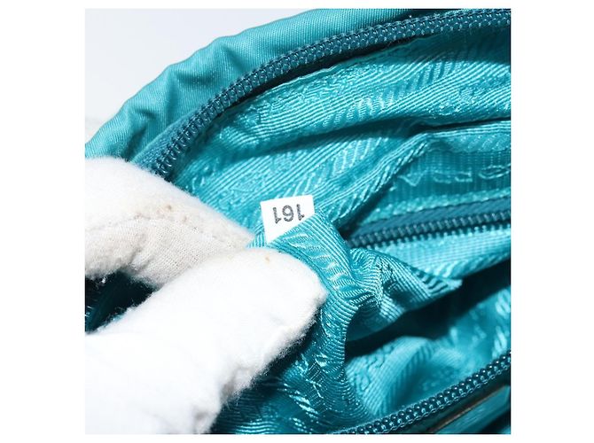 Borsa a Spalla PRADA in Nylon Blu Turchese Argento Autentica 157870 - vista 12