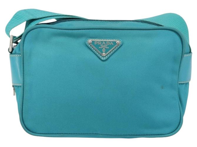 Borsa a Spalla PRADA in Nylon Blu Turchese Argento Autentica 157870 - vista 13