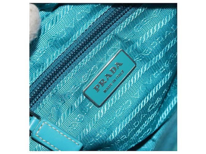 Borsa a Spalla PRADA in Nylon Blu Turchese Argento Autentica 157870 - vista 18