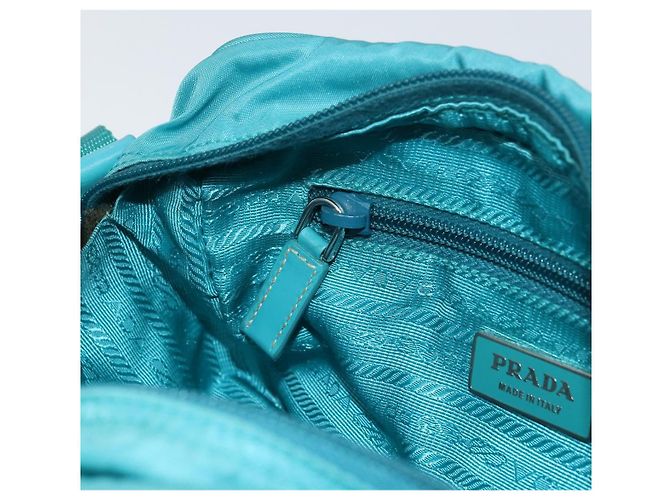 Borsa a Spalla PRADA in Nylon Blu Turchese Argento Autentica 157870 - vista 21