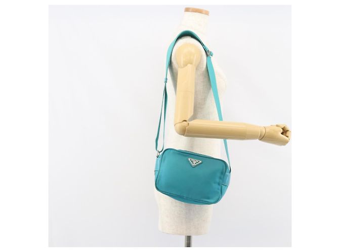 Borsa a Spalla PRADA in Nylon Blu Turchese Argento Autentica 157870 - vista 23