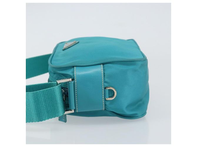 Borsa a Spalla PRADA in Nylon Blu Turchese Argento Autentica 157870 - vista 4