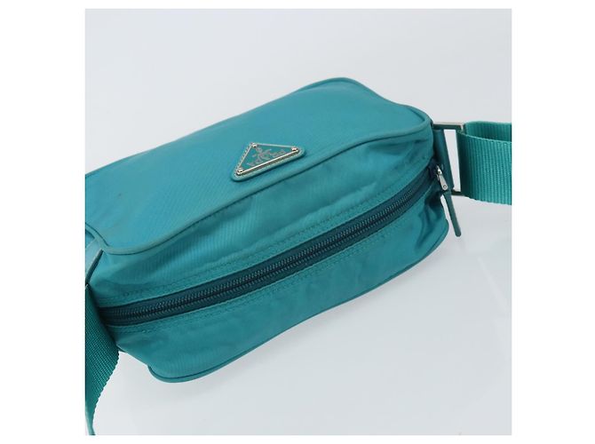Borsa a Spalla PRADA in Nylon Blu Turchese Argento Autentica 157870 - vista 6