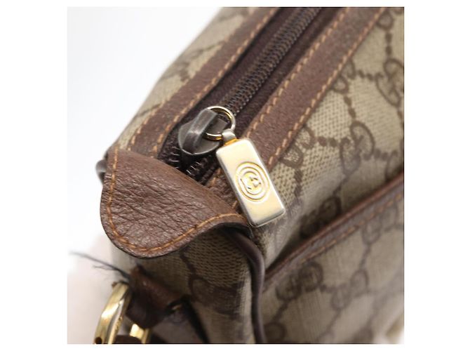 Borsa Sherry Line GG Supreme Web di GUCCI in PVC beige e oro 001 904 2032 Auth 160592 D'oro - vista 14