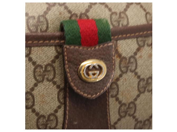 Borsa Sherry Line GG Supreme Web di GUCCI in PVC beige e oro 001 904 2032 Auth 160592 D'oro - vista 15