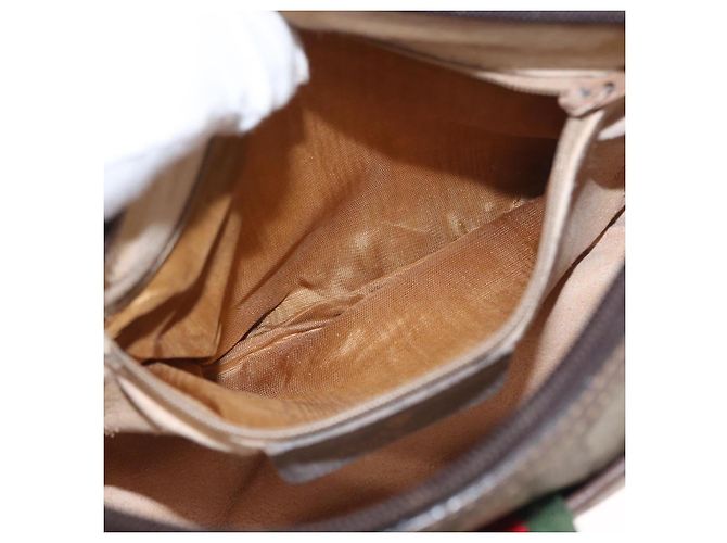 Borsa Sherry Line GG Supreme Web di GUCCI in PVC beige e oro 001 904 2032 Auth 160592 D'oro - vista 21