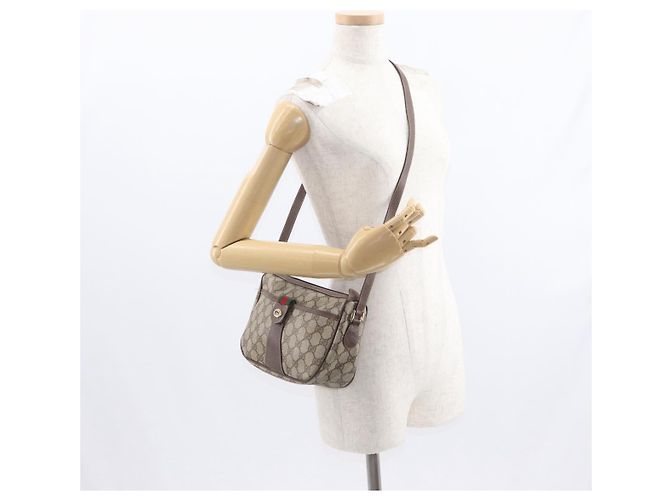 Borsa Sherry Line GG Supreme Web di GUCCI in PVC beige e oro 001 904 2032 Auth 160592 D'oro - vista 23