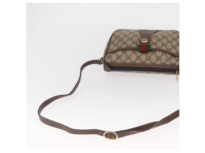 Borsa Sherry Line GG Supreme Web di GUCCI in PVC beige e oro 001 904 2032 Auth 160592 D'oro - vista 7