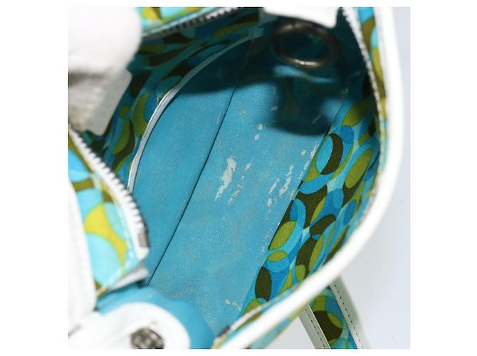 Céline Borsa a Spalla CELINE Circle in Tela e Pelle Blu Verde Chiaro Auth 157872 - vista 10