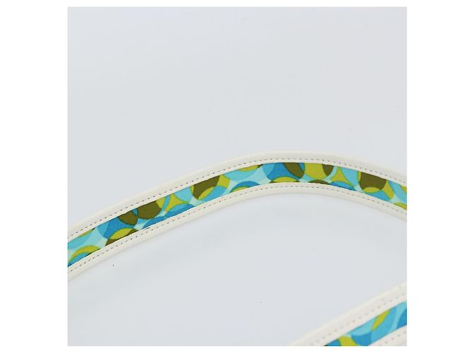 Céline Borsa a Spalla CELINE Circle in Tela e Pelle Blu Verde Chiaro Auth 157872 - vista 14