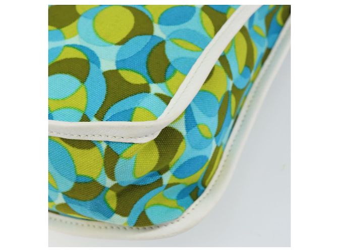Céline Borsa a Spalla CELINE Circle in Tela e Pelle Blu Verde Chiaro Auth 157872 - vista 17