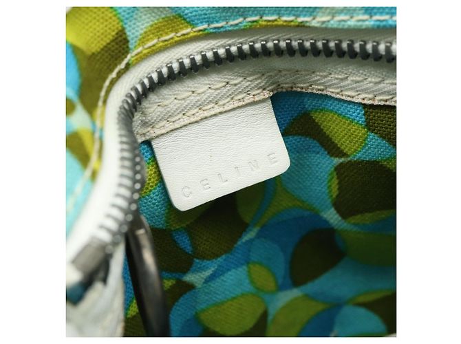 Céline Borsa a Spalla CELINE Circle in Tela e Pelle Blu Verde Chiaro Auth 157872 - vista 20