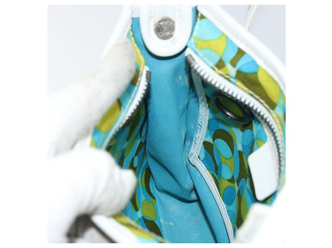 Céline Borsa a Spalla CELINE Circle in Tela e Pelle Blu Verde Chiaro Auth 157872 - vista 22