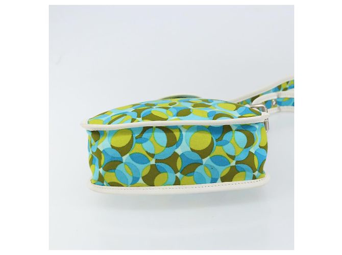 Céline Borsa a Spalla CELINE Circle in Tela e Pelle Blu Verde Chiaro Auth 157872 - vista 5