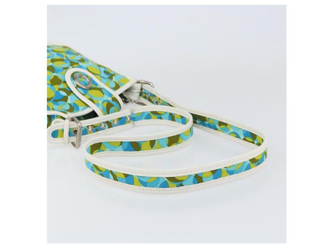 Céline Borsa a Spalla CELINE Circle in Tela e Pelle Blu Verde Chiaro Auth 157872 - vista 7