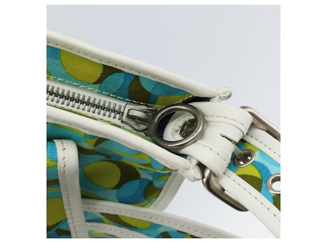 Céline Borsa a Spalla CELINE Circle in Tela e Pelle Blu Verde Chiaro Auth 157872 - vista 9