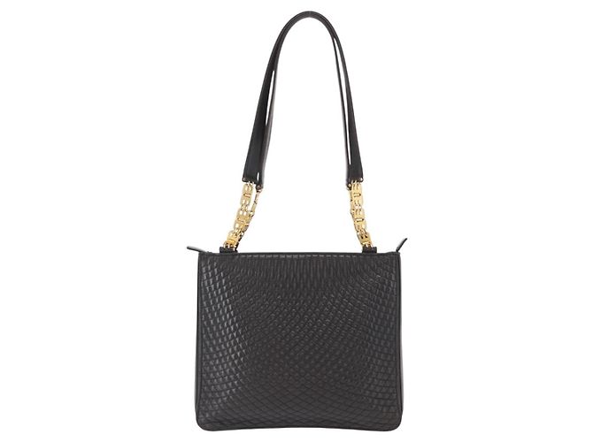 BALLY Borsa a Spalla in Pelle Nera e Oro Auth BA9031 Nero D'oro - vista 13
