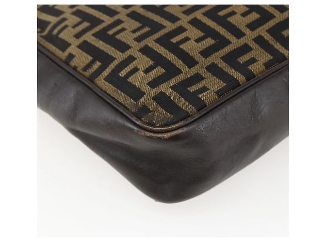 Sac à bandoulière en toile Zucca FENDI noir et marron Auth 158420 - vue 16