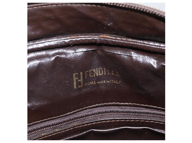 Sac à bandoulière en toile Zucca FENDI noir et marron Auth 158420 - vue 17