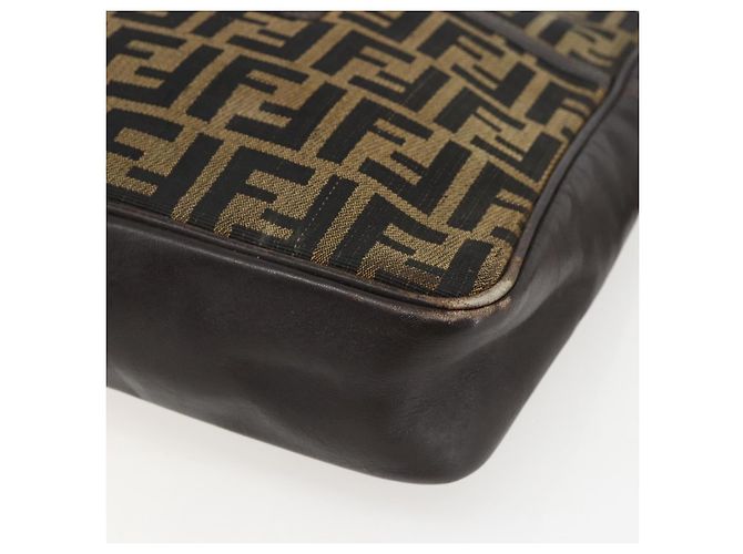Sac à bandoulière en toile Zucca FENDI noir et marron Auth 158420 - vue 9