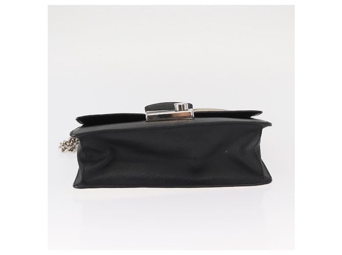 PRADA Schultertasche aus Leder mit Kette Weiß Silber Authentisch bs32042 - Ansicht 5