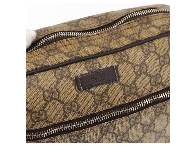 Gucci Borsa a Spalla GG Supreme PVC Beige Oro 201448 Auth ka1064 D'oro - vista 16