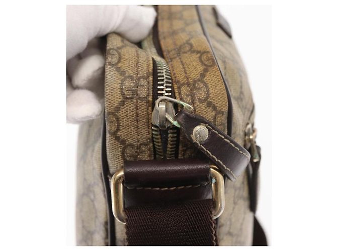 Gucci Borsa a Spalla GG Supreme PVC Beige Oro 201448 Auth ka1064 D'oro - vista 17