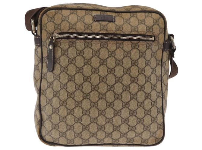 Gucci Borsa a Spalla GG Supreme PVC Beige Oro 201448 Auth ka1064 D'oro - vista 2